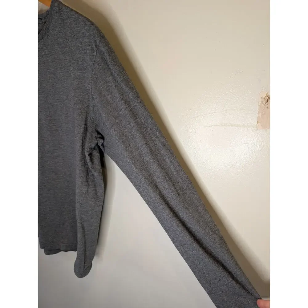 Pact Organic Cotton Heather Gray Long Sleeve Crew Neck Top Sustainable M - Picture 4 of 9